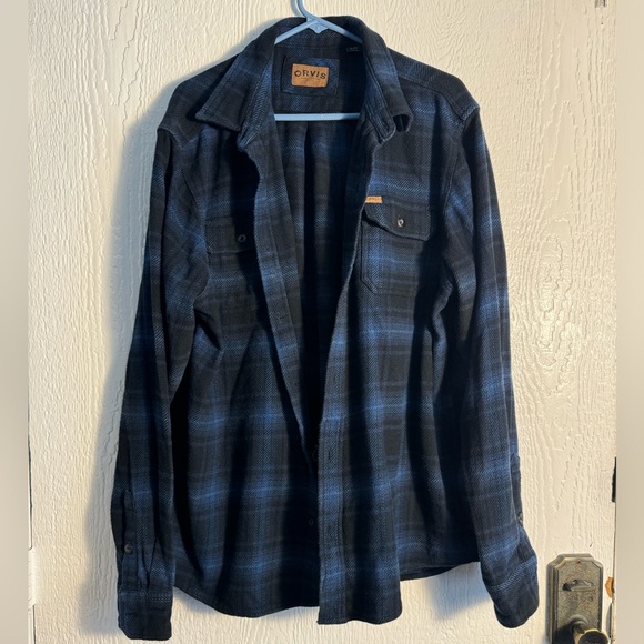 Orvis Jacket Chore Heavy Flannel Shacket Blue Men’s XL - Picture 2 of 9